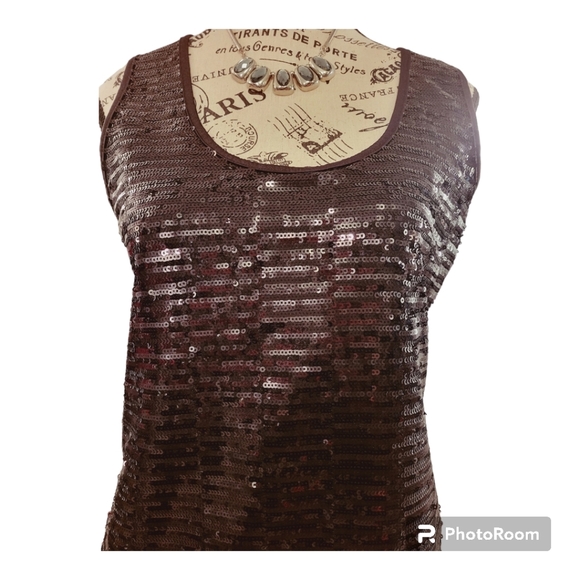 Jones New York Glittery Glitzy Silver Sequined Top - Picture 3 of 6